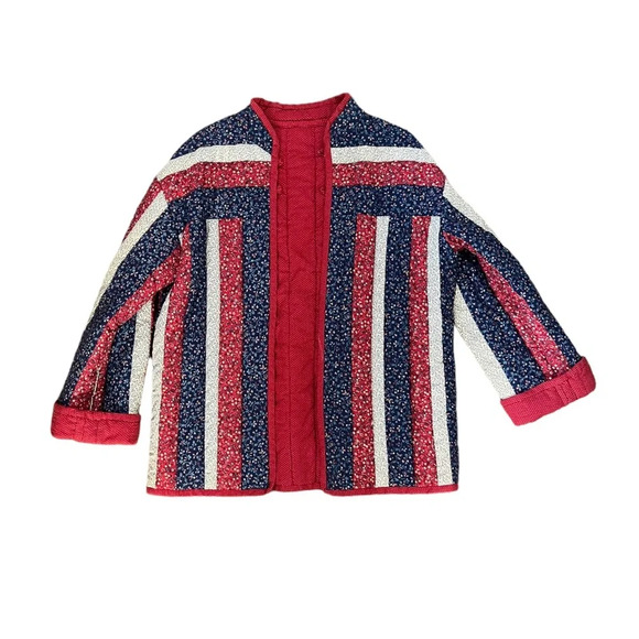 Reversible, Handmade Floral Quilted Jacket - Picture 1 of 7
